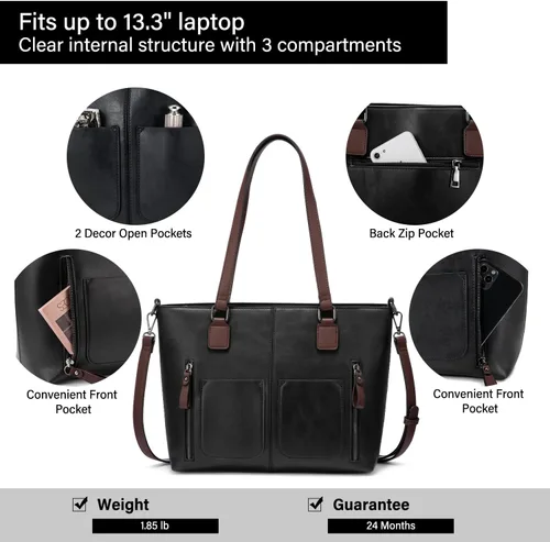 Vista 7 de LOVEVOOK Carteras Bolso Tote para Mujer, Bolsos Grandes de Hombro, Bolsas de Trabajo de Cuero con Múltiples Bolsillos, Bolso Satchel Hobo