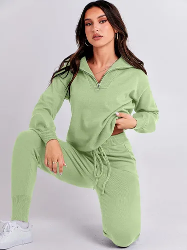 Vista 6 de ANRABESS Conjunto de dos piezas para mujer, suéter de manga larga y pantalones con cordón