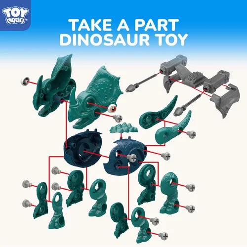 Vista 4 de TOY Life Paquete de 3 juguetes de dinosaurio desmontables para niños de 3, 5, 7 años, juguete de dinosaurio con taladro eléctrico, regalos