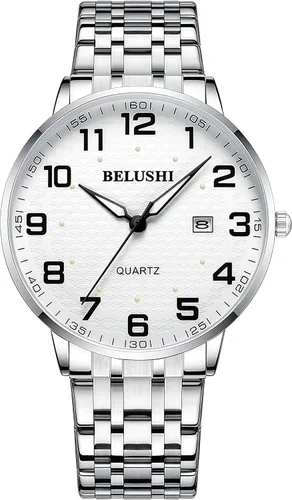 Vista 14 de Gosasa Reloj de cuarzo fácil de leer para personas mayores, números grandes, calendario, resistencia al agua de 98.4 ft, luminoso, reloj de pulsera