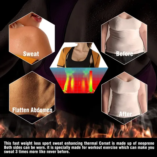 Vista 2 de NonEcho - Chaleco de neopreno para mujer adelgazante con mangas, para sauna, spa, para ejercicio, para la pérdida