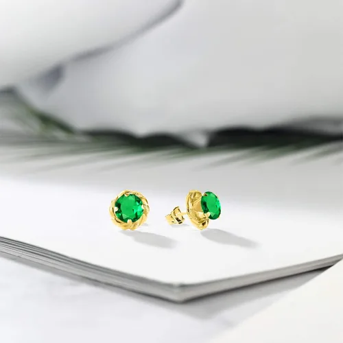 Vista 25 de Gem Stone King Aretes de plata de ley 925 de 0.236 in con piedra natal redonda para mujer