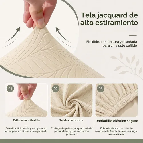 Vista 3 de Fundas para silla con respaldo alado, impermeables, elásticas Beige