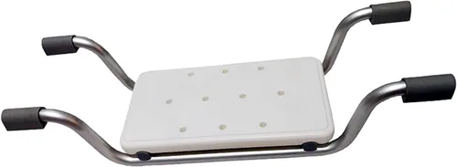 Vista 2 de Banco de baño, taburete de ducha resistente de aluminio de longitud ajustable, asiento de baño adecuado para bañeras con un ancho de apertura de 23