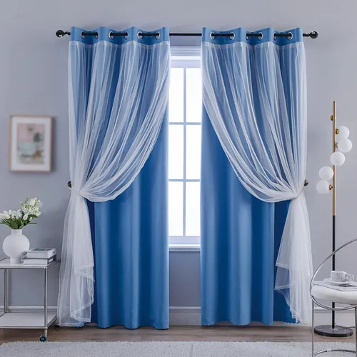 Vista 37 de Anytime Cortinas opacas y transparentes para ventana, par de paneles de cortinas lisas con ojales en la parte superior, 35 pulgadas de ancho x 63