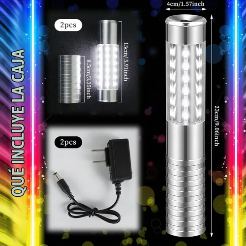 Vista 3 de 2 piezas LED estroboscópica luz de batón recargable servicio de botellas bengalas palo botella de champán reutilizable LED de mano para club