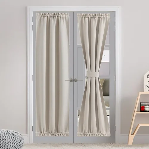 Vista 45 de NICETOWN Cortinas de Lino para Puerta Lateral - Cortinas Opacas con Aislamiento Térmico para Puerta Delantera Francesa para Sombra Pequeña