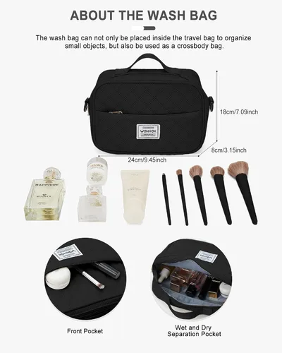 Vista 6 de Bolsa de lona de viaje, bolsa de fin de semana para mujer, R1-negro, Bolsa de viaje