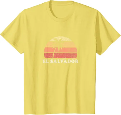 Vista 47 de El Salvador Vintage 70s Retro Throwback Design Camiseta, Azul
