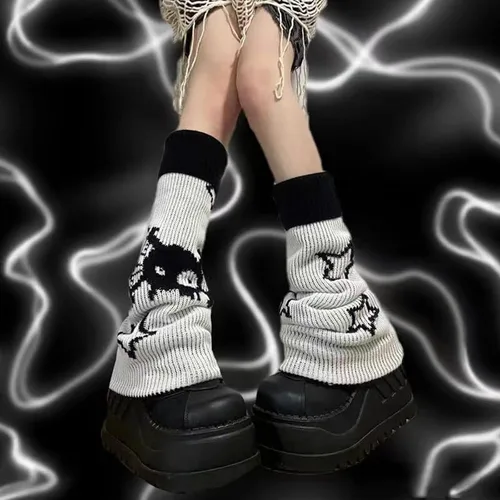 Vista 5 de Calentadores de piernas para mujer, diseño de estrella, calentadores de piernas de punto Y2k, calcetines kawaii Harajuku Fairycore ropa