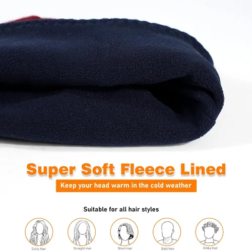 Vista 3 de Lvaiz - Gorro de punto con forro polar de invierno para hombre, reversible, resistente al viento, gorro cálido de calavera para mujer