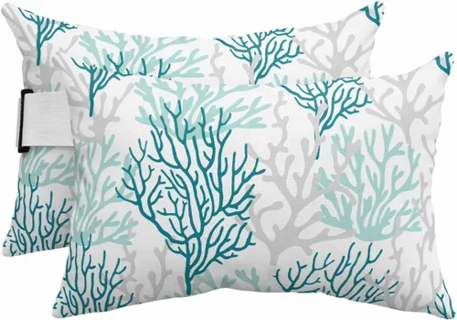 Vista 12 de PIEPLE Blue Flower - Almohada rectangular para reposacabezas para exteriores e interiores, 11 x 16 pulgadas, relleno de poliéster, impermeable