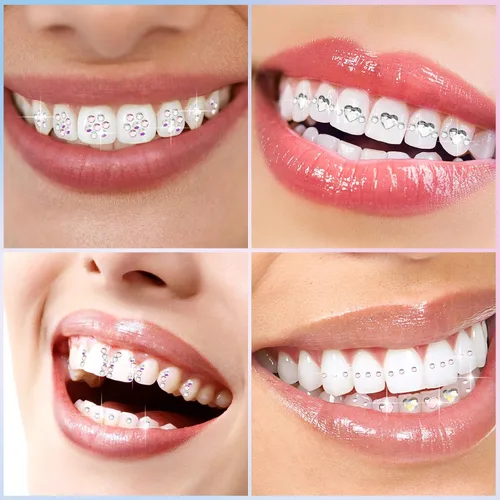 Vista 4 de 377 piezas de joyas de dientes de 4 formas, gemas de dientes de cristal para bricolaje, adornos reflectantes de cristal artificial profesional