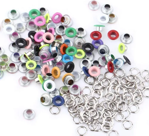 Vista 8 de Juego de 100 ojales y ojales, ojales de metal de 0.197 pulgadas (0.197 in), juego de ojales de metal para zapatos, ropa, bolsa de manualidades