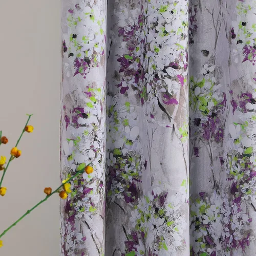 Vista 19 de MYSKY HOME Cortinas florales de 45 pulgadas de largo para sala de estar, baño, aislamiento térmico, cortina de oscurecimiento de la habitación