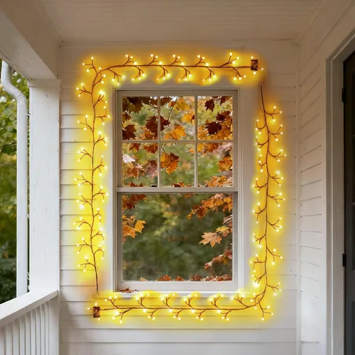 Vista 4 de Luces de vid de sauce para marco de ventana: decoraciones de Navidad de 7.9 pies, luces de hadas de vid de sauce para decoración de pared