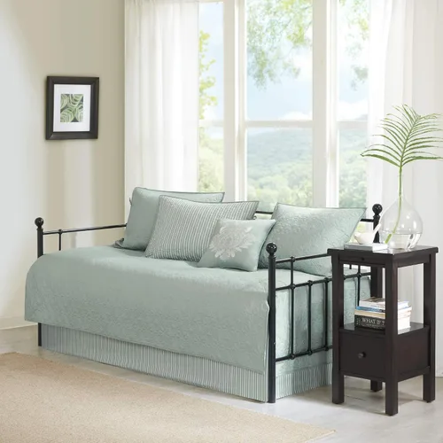 Vista 13 de Madison Park Coastal Damask - Juego de funda acolchada para sofá cama, 6 piezas, 39 x 75 pulgadas