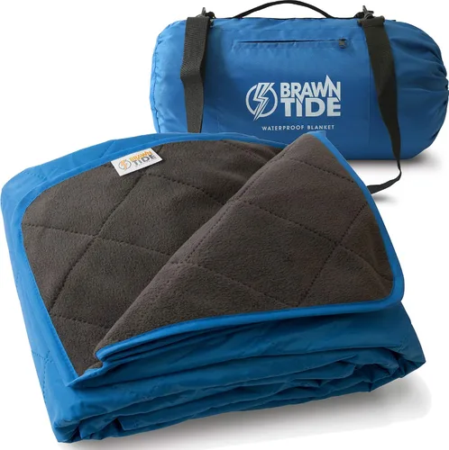 Vista 9 de BRAWNTIDE Manta grande impermeable para exteriores, forro polar extragrueso, cálida, resistente al viento, a prueba de arena, acolchada, 82 x 55