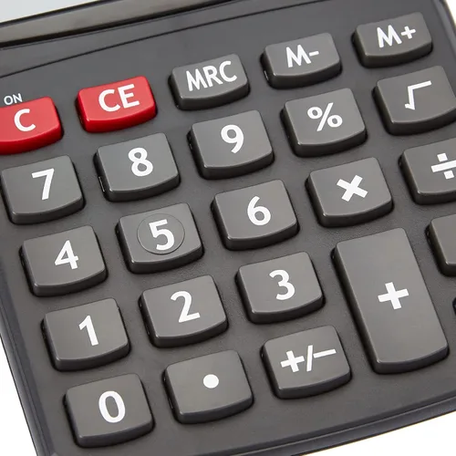 Vista 3 de Amazon Basics Calculadora de escritorio LCD de 8 dígitos, portátil y fácil de usar, color negro, paquete de 1