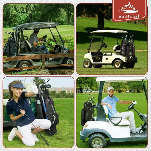 Vista 9 de UNIHIMAL Bolsa de carrito de golf de 14 vías Pro con divisor de longitud completa, bolsa de golf para hombres con asas y cubierta para lluvia