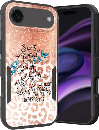 Vista 160 de Funda para iPhone Air, doble capa híbrida resistente resistente a prueba de golpes de policarbonato duro + funda protectora de silicona suave
