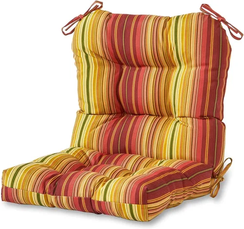 Vista 65 de Cojines para silla de exterior con bisagras, diseño de una sola pieza, cojín reversible para asiento y respaldo de patio con lazos, tela de Aloha