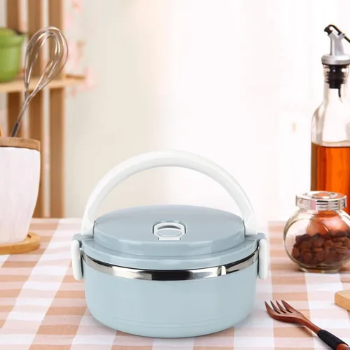 Vista 5 de KUIDAMOS Fiambrera de acero inoxidable, contenedores de acero inoxidable con una altura de capa 0.7L para acampar de oficina, fitness