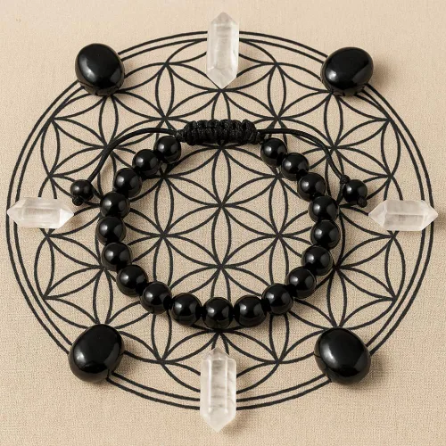 Vista 21 de Adjustable Crystal Bracelet – Gemstone Bead Bracelet with Adjustable Macrame String – Chic Gemstone Bracelet for Men and Women – 8mm Round Healing