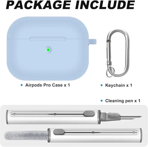 Vista 2 de Funda para AirPods Pro con kit de limpieza, funda de silicona suave para Apple AirPod Pro de 1ª/2ª generación, accesorios de funda AirPods Pro/Pro 2