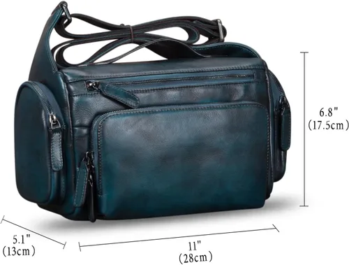 Vista 5 de IVTG Bolso de mensajero de cuero genuino para hombre, bolso cruzado para el hombro, mochila informal para el trabajo, negocios