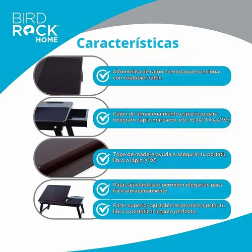 Vista 7 de Sofia + Sam Bandeja de cama para laptop con cajón de almacenamiento, patas plegables ajustables y alfombrilla para mouse Escritorio portátil