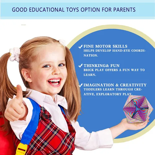 Vista 3 de Kaleidocycle - Cubo para la ansiedad para niños, cubo mágico infinito para adultos para mantener la calma y la ansiedad, antidepresión, juguetes