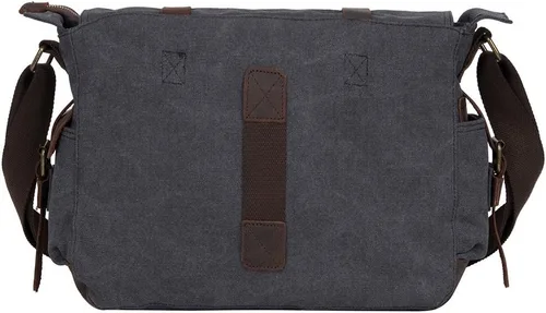 Vista 5 de morral de cuero y lona para computadora portátil + morral de lona para cámara Dslr Slr