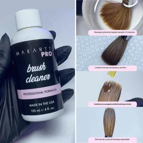 Vista 7 de MakarttPro Kolinsky - Cepillo de uñas acrílico y limpiador de cepillo tamaño #10, cepillo acrílico profesional con mango resistente duradero
