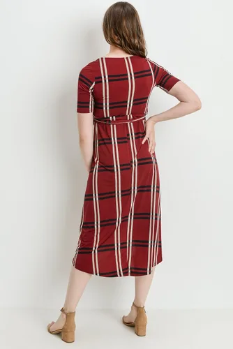 Vista 4 de Vestido cruzado de maternidad para mujer, longitud media con cinturón