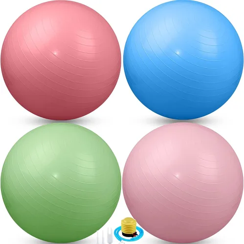 Vista 20 de Leyndo 4 pelotas de ejercicio de yoga de 26 pulgadas, para pilates, embarazo, parto, fitness, con bomba rápida, antiestallido, para mejorar