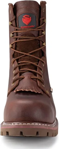 Vista 7 de SUREWAY Men's 8" Waterproof Steel-Toe Logger Work Boot,Superior Oil/Slip Resistant,Thicker Full Grain Leather,Wedge Rubber Sole,EH Rated