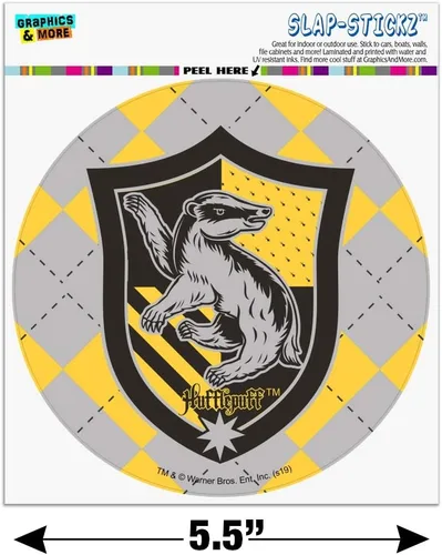 Vista 6 de Harry Potter Hufflepuff Plaid Sigil Automotive Car Window Locker Circle Bumper Sticker