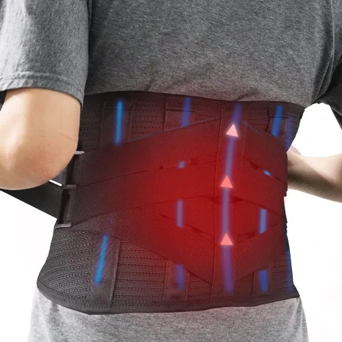 Vista 8 de Soporte calefactable para la espalda baja, para hombres y mujeres, cinturón de soporte superior para alivio de ciática, hernia de disco