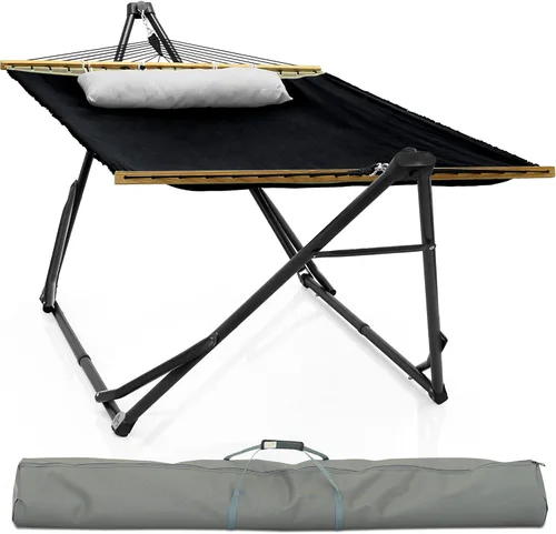 Vista 17 de Soporte de hamaca Tranquillo Uniki con garantía de 3 años, hamaca plegable instantánea de 30s con soporte, hamaca de camping con capacidad de 550 1.