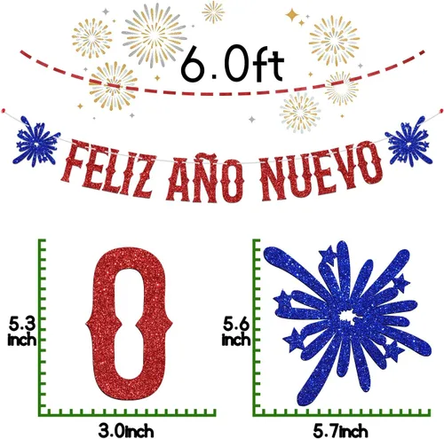 Vista 2 de Cartel de Feliz Anos Nuevo – Cartel de fiesta de Nochevieja en español 2026, Hello 2026, Cheers to 2026, suministros de decoración de fiesta
