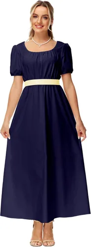 Vista 2 de AOBUTE Womens Regency Dress Halloween Costume Maxi Dresses with Satin Sash