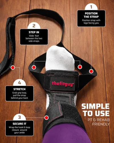 Vista 9 de THEFITGUY - Correa de estiramiento cuádruple con soporte de tobillo para fisioterapia 4-loop non-elastic strap for quad and hip flexor stretching