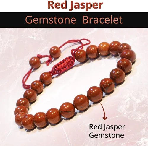 Vista 225 de Adjustable Crystal Bracelet – Gemstone Bead Bracelet with Adjustable Macrame String – Chic Gemstone Bracelet for Men and Women – 8mm Round Healing