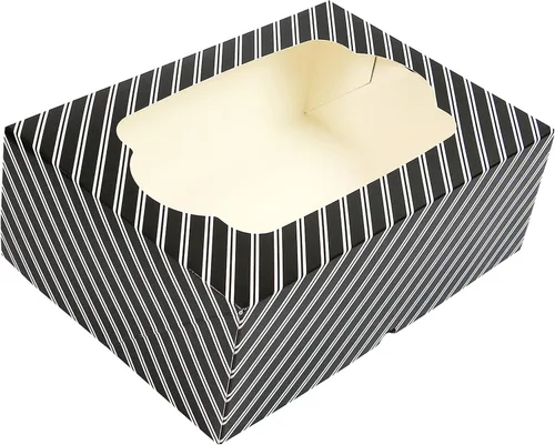Vista 5 de Global Sugar Art - Caja de 14 x 10 x 5 pulgadas con ventana, color negro, 5 Rayas negras