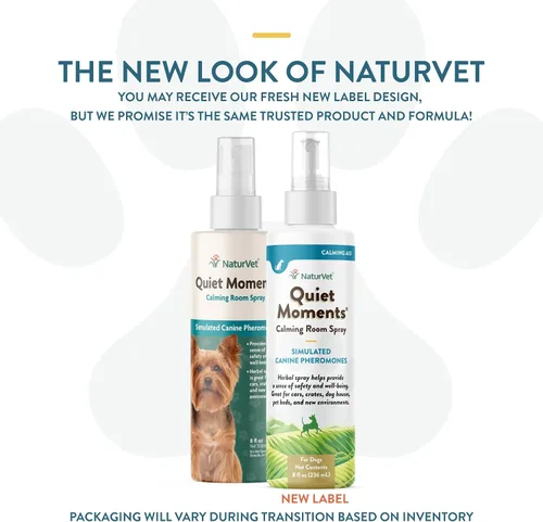 Vista 2 de NaturVet Quiet Moments Spray Calmante Herbal para Habitación Suplemento para Perros – Ideal para Automóviles, Jaulas para Perros, Nuevos Entornos