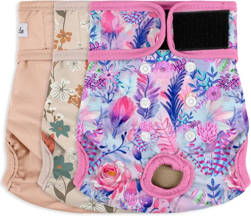 Vista 11 de Pañales para perras hembra, pañales reutilizables para perritos en celo, altamente absorbentes para la incontinencia de mascotas, con broches