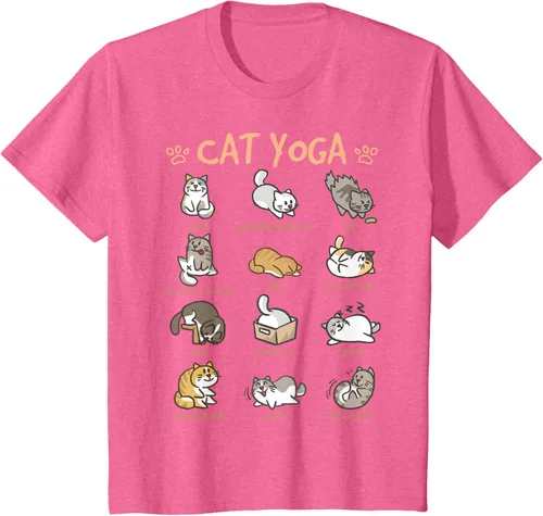 Vista 63 de Cat Yoga Poses Cats Practicing Mindfulness Meditación Kitten - Camiseta, Negro, S