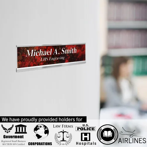 Vista 4 de Placas de identificación grabadas para letrero de puerta, placa de plástico azul claro personalizada con letras blancas, fabricadas en Estados B1