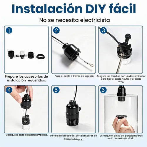 Vista 5 de Portalámparas E26 con certificación UL, reemplazo de portalámparas con interruptor de encendido/apagado, piezas de lámpara de base media con 2